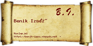 Benik Izsó névjegykártya